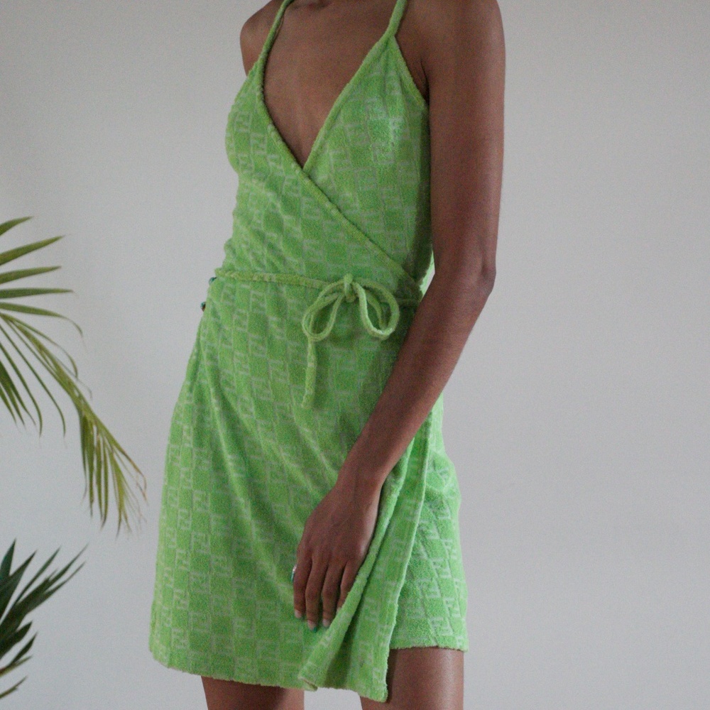 vtg fendi terry cloth zucca wrap dress